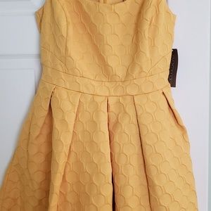 Yellow pleated dress by eva mendes